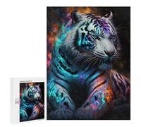 Jigsaw Puzzle for Adults 500 PCS Flame Tiger Fantasy Art Jigsaw Brain Teaser Game Precision Cutting Parent-child Interaction 500 PCS