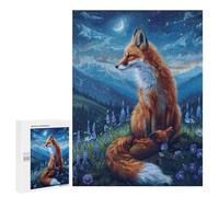 Jigsaw Puzzle for Adults 500 PCS Fox Family in Moonlit Field Jigsaws for Adults Puzzle Difficult Challenge Difficult And Challenge Brainteaser Family Games 500 PCS