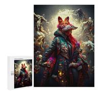 Jigsaw Puzzle for Adults 500 PCS Fox in Ornate Coat with Spirits Jigsaw Brain Teaser Game Precision Cutting Parent-child Interaction 500 PCS