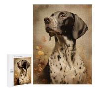 Jigsaw Puzzle for Adults 500 PCS German Shorthaired Pointer Portrait with Floral Accents Jigsaw Toy Wall Decor But Fun And Humorous Parent-child Interaction 500 PCS
