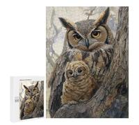 Jigsaw Puzzle for Adults 500 PCS Great Horned Owl Family Jigsaws for Adults Puzzle Difficult Challenge Difficult And Challenge Brainteaser Family Games 500 PCS