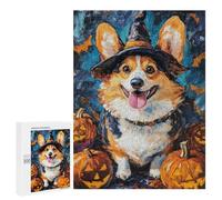 Jigsaw Puzzle for Adults 500 PCS Halloween Corgi with Pumpkins Jigsaws for Adults Puzzle Difficult Challenge Difficult And Challenge Brainteaser Family Games 500 PCS