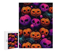 Jigsaw Puzzle for Adults 500 PCS Halloween Pumpkin Pattern Jigsaw Brain Teaser Game Precision Cutting Parent-child Interaction 500 PCS