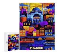 Jigsaw Puzzle for Adults 500 PCS Istanbul Geometric Sunset - Colorful Cityscape Art Jigsaw for Adults Anti-Stress Toys Enhance Memory Birthday And Unique Gifts 500 PCS