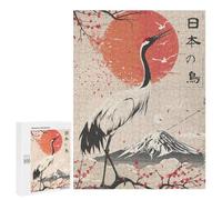 Jigsaw Puzzle for Adults 500 PCS Japanese Kanji Crane Bird Teenagers Puzzles Relaxing Games Presents for Women Unique Gifts for Birthday And Christmas 500 PCS