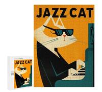 Jigsaw Puzzle for Adults 500 PCS Jazz Cat Poster - Club Jazz Jigsaw Toy Wall Decor But Fun And Humorous Parent-child Interaction 500 PCS