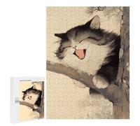 Jigsaw Puzzle for Adults 500 PCS Laughing Cat Teenagers Puzzles Brain Teaser Game Analysis And Logic for Is Ideal As A Gift 500 PCS