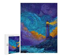 Jigsaw Puzzle for Adults 500 PCS Lighthouse in Stormy Night Jigsaws for Adults Puzzle Difficult Challenge Difficult And Challenge Brainteaser Family Games 500 PCS