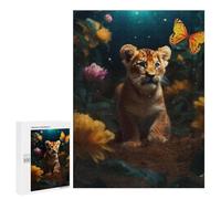 Jigsaw Puzzle for Adults 500 PCS Magical Lion Cub Butterfly Teenagers Puzzles Brain Teaser Game Analysis And Logic for Is Ideal As A Gift 500 PCS