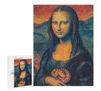Jigsaw Puzzle for Adults 500 PCS Mona Lisa with Snake Art Print Jigsaws for Adults Puzzle Difficult Challenge Difficult And Challenge Brainteaser Family Games 500 PCS