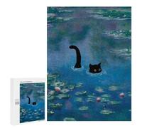 Jigsaw Puzzle for Adults 500 PCS Monet Cat Waterlilies Teenagers Puzzles Brain Teaser Game Analysis And Logic for Is Ideal As A Gift 500 PCS