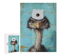 Jigsaw Puzzle for Adults 500 PCS Ostrich with Toilet Paper on Head Jigsaws for Adults Puzzle Difficult Challenge Difficult And Challenge Brainteaser Family Games 500 PCS