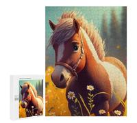 Jigsaw Puzzle for Adults 500 PCS Painted Horse in Flowers Jigsaw Brain Teaser Game Precision Cutting Parent-child Interaction 500 PCS