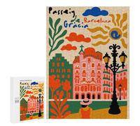 Jigsaw Puzzle for Adults 500 PCS Passeig De Gràcia, Barcelona Illustration Puzzle for Adults Family Games But Fun And Humorous Difficult And Challenge 500 PCS
