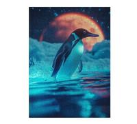 Jigsaw Puzzle for Adults 500 PCS Penguin Under A Red Moon Jigsaw Puzzle Relax Games Home Decoration Unique Gifts for Birthday And Christmas 500 PCS