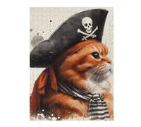 Jigsaw Puzzle for Adults 500 PCS Pirate Cat Portrait Jigsaw Puzzle Relax Games Home Decoration Unique Gifts for Birthday And Christmas 500 PCS