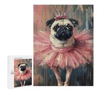 Jigsaw Puzzle for Adults 500 PCS Pug Ballerina Art Print Jigsaws for Adults Puzzle Difficult Challenge Difficult And Challenge Brainteaser Family Games 500 PCS