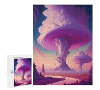 Jigsaw Puzzle for Adults 500 PCS Purple Mushroom Cloud Landscape Teenagers Puzzles Brain Teaser Game Analysis And Logic for Is Ideal As A Gift 500 PCS