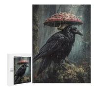 Jigsaw Puzzle for Adults 500 PCS Rainy Forest Raven with Umbrella Mushroom-1 Jigsaws for Adults Puzzle Difficult Challenge Difficult And Challenge Brainteaser Family Games 500 PCS