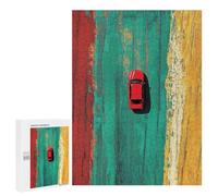 Jigsaw Puzzle for Adults 500 PCS Red Car on Colorful Road Puzzle For Teenagers Difficult Hard Wishlist with Santa Claus Challenging Family Fun Game 500 PCS