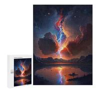 Jigsaw Puzzle for Adults 500 PCS Red Sunset Over The Lake Jigsaw for Adults Anti-Stress Toys Enhance Memory Birthday And Unique Gifts 500 PCS