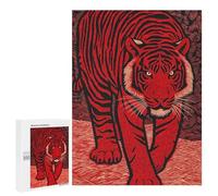 Jigsaw Puzzle for Adults 500 PCS Red Tiger Art Print Puzzle For Teenagers Difficult Hard Wishlist with Santa Claus Challenging Family Fun Game 500 PCS