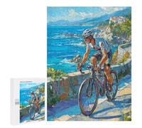 Jigsaw Puzzle for Adults 500 PCS Ride by The Sea Coastal Cycling Adventure Jigsaws for Adults Puzzle Difficult Challenge Difficult And Challenge Brainteaser Family Games 500 PCS