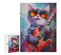 Jigsaw Puzzle for Adults 500 PCS Rock Star Cat Guitar Painting -5 Jigsaws for Adults Puzzle Difficult Challenge Difficult And Challenge Brainteaser Family Games 500 PCS