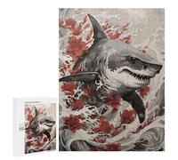 Jigsaw Puzzle for Adults 500 PCS Shark Japanese Painting Teenagers Puzzles Brain Teaser Game Analysis And Logic for Is Ideal As A Gift 500 PCS