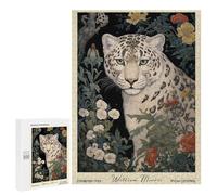 Jigsaw Puzzle for Adults 500 PCS Snow Leopard William Morris Floral Puzzle for Adults Family Games But Fun And Humorous Difficult And Challenge 500 PCS