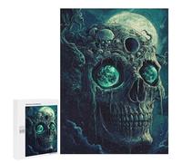 Jigsaw Puzzle for Adults 500 PCS Spooky Skull Art Print Puzzle For Teenagers Difficult Hard Wishlist with Santa Claus Challenging Family Fun Game 500 PCS