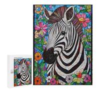 Jigsaw Puzzle for Adults 500 PCS Stained Glass Zebra Teenagers Puzzles Brain Teaser Game Analysis And Logic for Is Ideal As A Gift 500 PCS