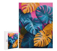 Jigsaw Puzzle for Adults 500 PCS Stylish Monstera Leaf Jigsaw Brain Teaser Game Precision Cutting Parent-child Interaction 500 PCS