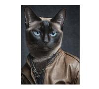 Jigsaw Puzzle for Adults 500 PCS Stylish Siamese Cat Portrait Jigsaw Puzzle Relax Games Home Decoration Unique Gifts for Birthday And Christmas 500 PCS