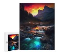 Jigsaw Puzzle for Adults 500 PCS Sunset Mountain Stream Jigsaw Brain Teaser Game Precision Cutting Parent-child Interaction 500 PCS