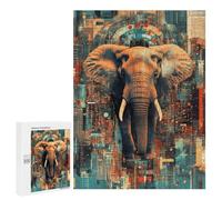 Jigsaw Puzzle for Adults 500 PCS Urban Elephant Abstract Art Print Jigsaws for Adults Puzzle Difficult Challenge Difficult And Challenge Brainteaser Family Games 500 PCS
