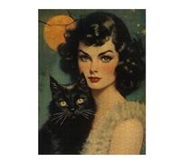 Jigsaw Puzzle for Adults 500 PCS Vintage Halloween Witch Jigsaw Puzzle Relax Games Home Decoration Unique Gifts for Birthday And Christmas 500 PCS