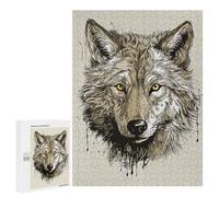 Jigsaw Puzzle for Adults 500 PCS Vintage Paint Wolf Teenagers Puzzles Family Games Difficult Hard for Is Ideal As A Gift 500 PCS