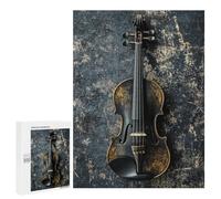 Jigsaw Puzzle for Adults 500 PCS Vintage Violin Musical Instrument Puzzle For Teenagers Difficult Hard Wishlist with Santa Claus Challenging Family Fun Game 500 PCS