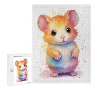 Jigsaw Puzzle for Adults 500 PCS Watercolor Baby Hamster Jigsaw Brain Teaser Game Precision Cutting Parent-child Interaction 500 PCS