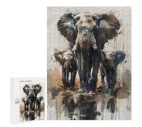 Jigsaw Puzzle for Adults 500 PCS Watercolor Elephants Jigsaw for Adults Anti-Stress Toys Enhance Memory Birthday And Unique Gifts 500 PCS