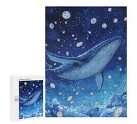 Jigsaw Puzzle for Adults 500 PCS Whale Swimming in Starry Ocean Puzzle For Teenagers Difficult Hard Wishlist with Santa Claus Challenging Family Fun Game 500 PCS