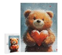 Jigsaw Puzzle for Adults 500 PCS Winter Teddy Bear with Heart Jigsaws for Adults Puzzle Difficult Challenge Difficult And Challenge Brainteaser Family Games 500 PCS