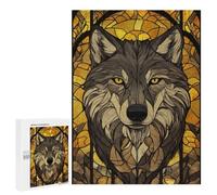 Jigsaw Puzzle for Adults 500 PCS Wolf Stained Glass Teenagers Puzzles Family Games Difficult Hard for Is Ideal As A Gift 500 PCS