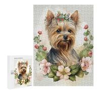 Jigsaw Puzzle for Adults 500 PCS Yorkshire Terrier Floral Jigsaw Toy Wall Decor But Fun And Humorous Parent-child Interaction 500 PCS