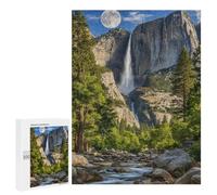 Jigsaw Puzzle for Adults 500 PCS Yosemite Valley Waterfall Moon Puzzle For Teenagers Difficult Hard Wishlist with Santa Claus Challenging Family Fun Game 500 PCS
