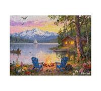 Jigsaw Puzzle for Adults 500 Pieces - 500 Piece Puzzle with Scenic Cabin, Interlocking Adult Puzzles, Letter Clues, Poster, Home Decor Gift 20.5 X 15 in