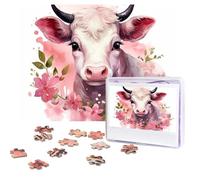 Jigsaw Puzzle for Adults 500 Pieces Personalized Photos Puzzles A Little Pink Cow Puzzles with Storage Bag Challenging Picture Puzzle for Home Decor Family Wedding