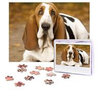 Jigsaw Puzzle for Adults 500 Pieces Personalized Photos Puzzles Basset Hound Puzzles with Storage Bag Challenging Picture Puzzle for Home Decor Family Wedding