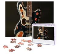 Jigsaw Puzzle for Adults 500 Pieces Personalized Photos Puzzles Black Guitar Puzzles with Storage Bag Challenging Picture Puzzle for Home Decor Family Wedding